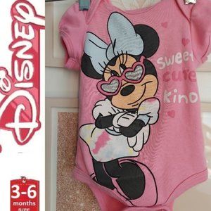 🎁10/$25 Minnie Mouse pink onesie, 3-6 months